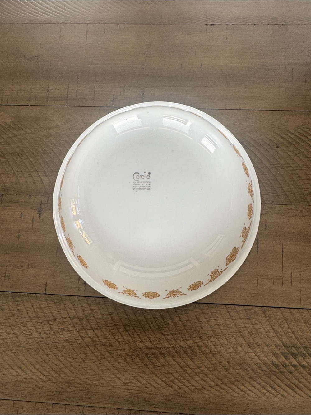 Corelle White Bowl with Gold Floral Border Serving Bowl